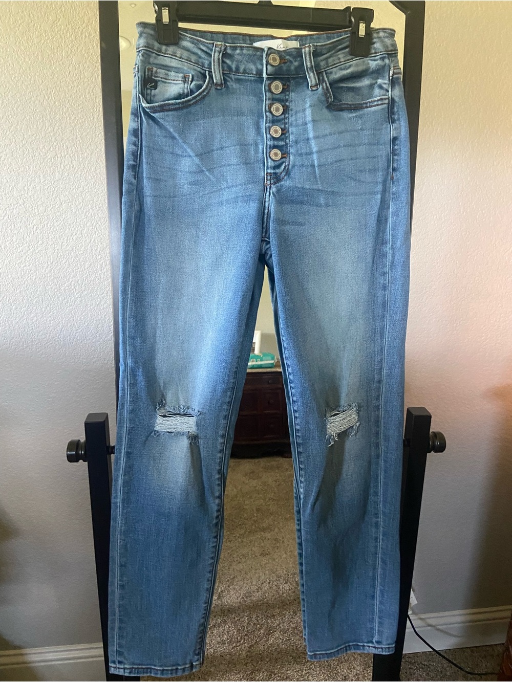 KanCan Light Blue Straight Leg Button-Fly Jeans